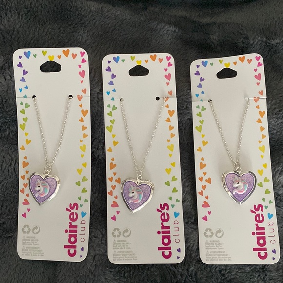 Claire's unicorn locket necklace 3 pack NWT - Picture 1 of 2